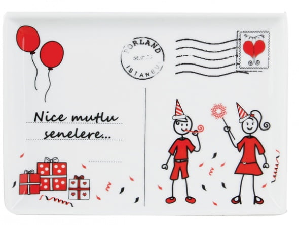Kaya ve Maya serisinden 'nice mutlu senelere' temalı pasta tabağı
