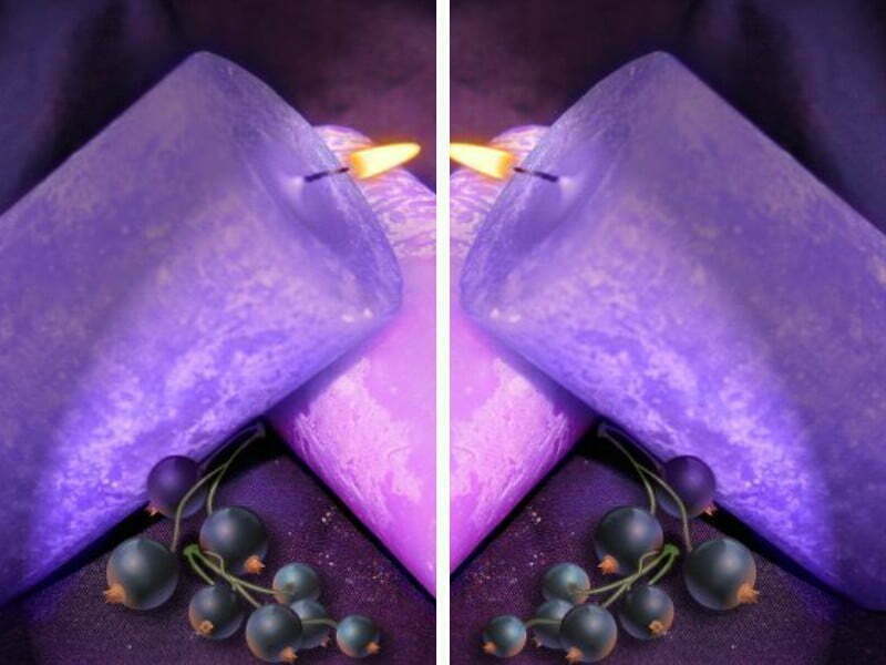 Mor ve eflatun renkli bir mumun başarı ve bilgelik etkisi