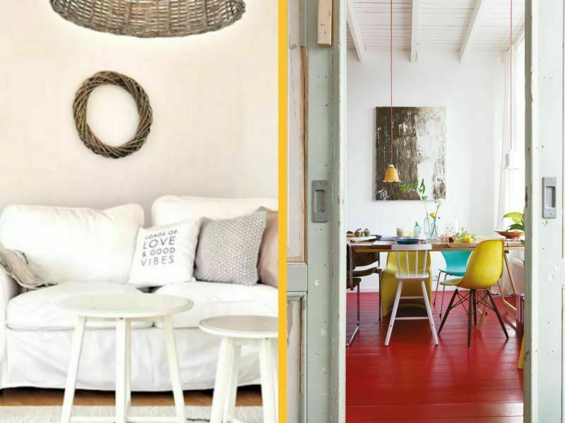 Pastel tonlarda bir odada, seramik bir vazonun içinde duran zarif bahar dalları.