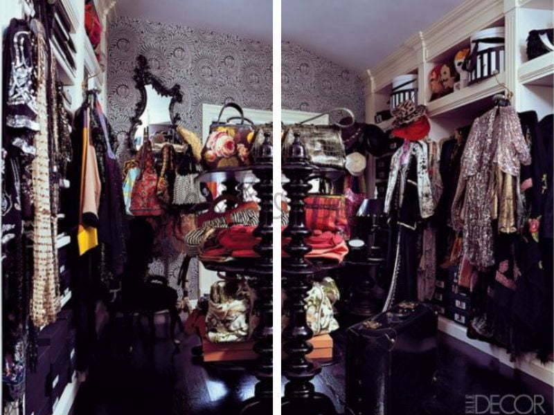 Tasarımcı Anna Sui'nin bohem ve renkli giyinme odası