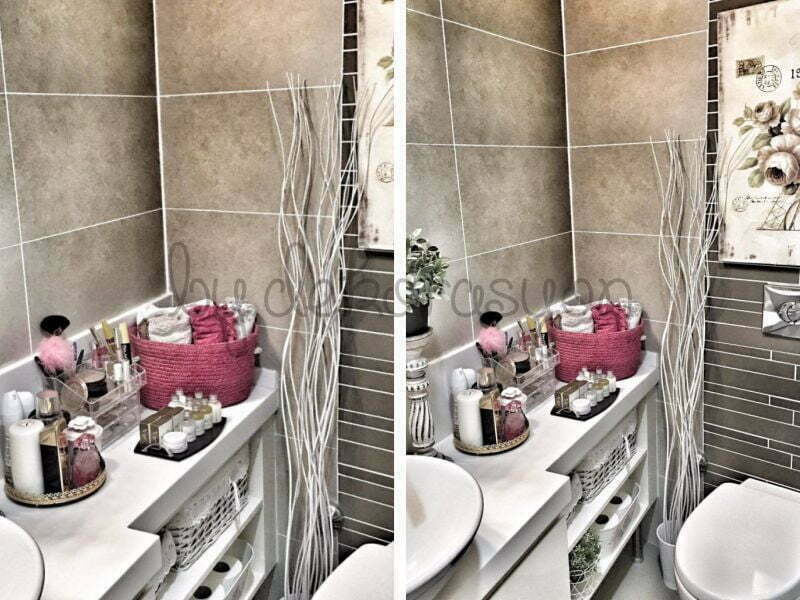 Koyu renklerin ve doğru aydınlatmanın yarattığı samimi banyo atmosferi