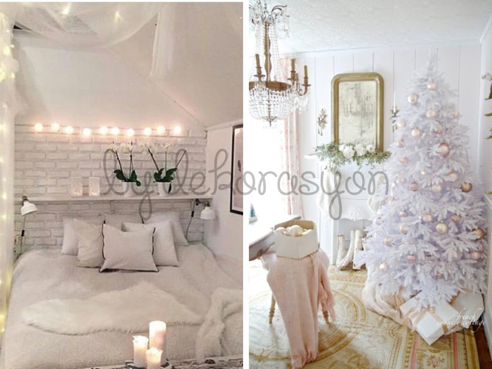 Beyaz ve Ahşap Mobilya Beyaz mobilyaların ahşap zemin ve detaylarla birleşimi