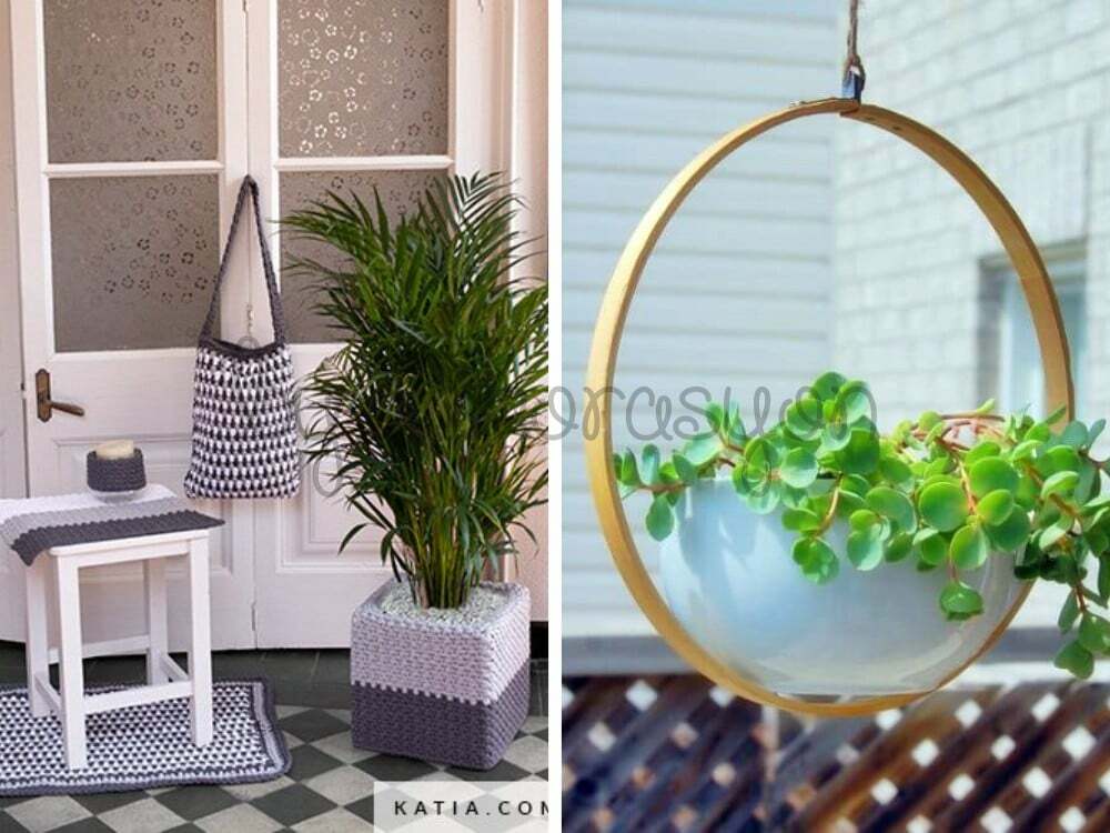 Birden fazla saksıyı bir arada tutan, katlı ve ahşap bir çiçeklik standı.