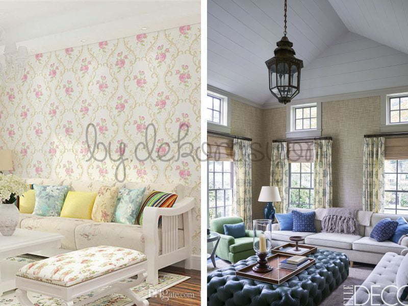 Bir usta duvara duvar kağıdı yapıştırıcısı sürüyor