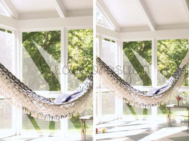 Balkon veya iç mekan için tasarlanmış bir oturma hamağı