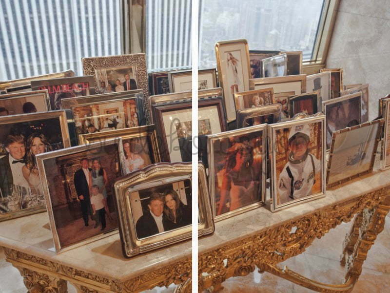 Melania Trump'ın çalışma masası ve kişisel objeleri.