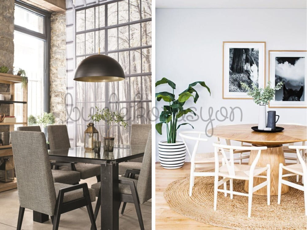 Küçük bir mutfak köşesinde kullanılan yuvarlak bistro masası