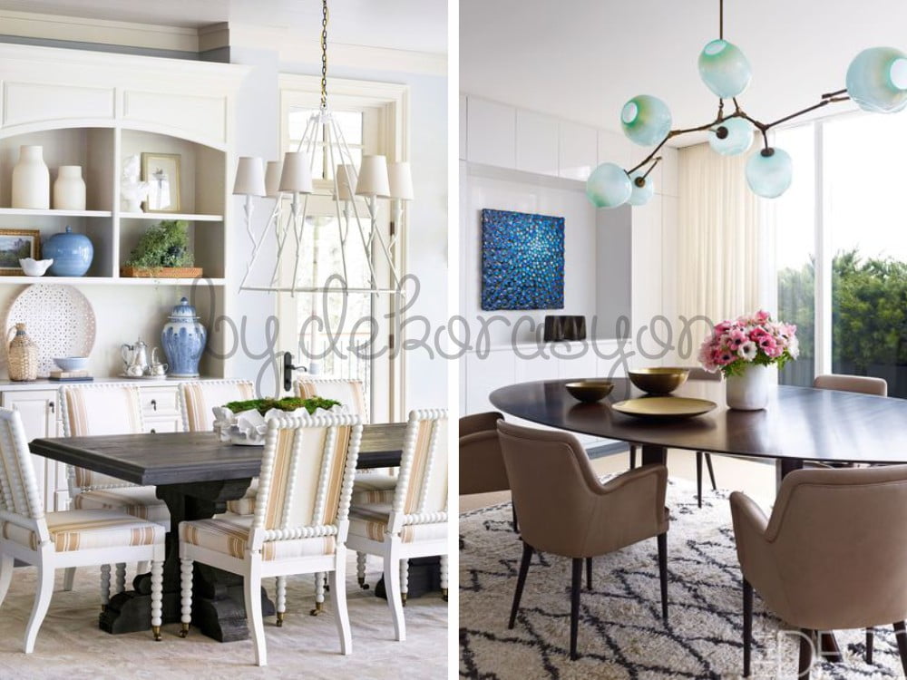 Hasır sandalyeler ve doğal dokularla dekore edilmiş bohem bir yemek alanı