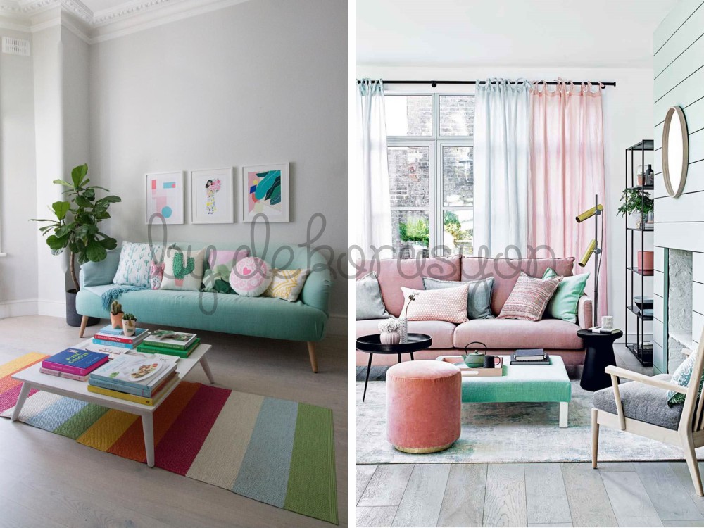 Aynı rengin farklı tonlarının kullanıldığı bir oda (ton sür ton)