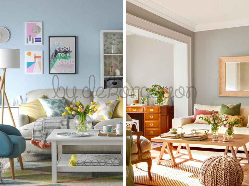 Farklı pastel renklerde bir galeri duvarı