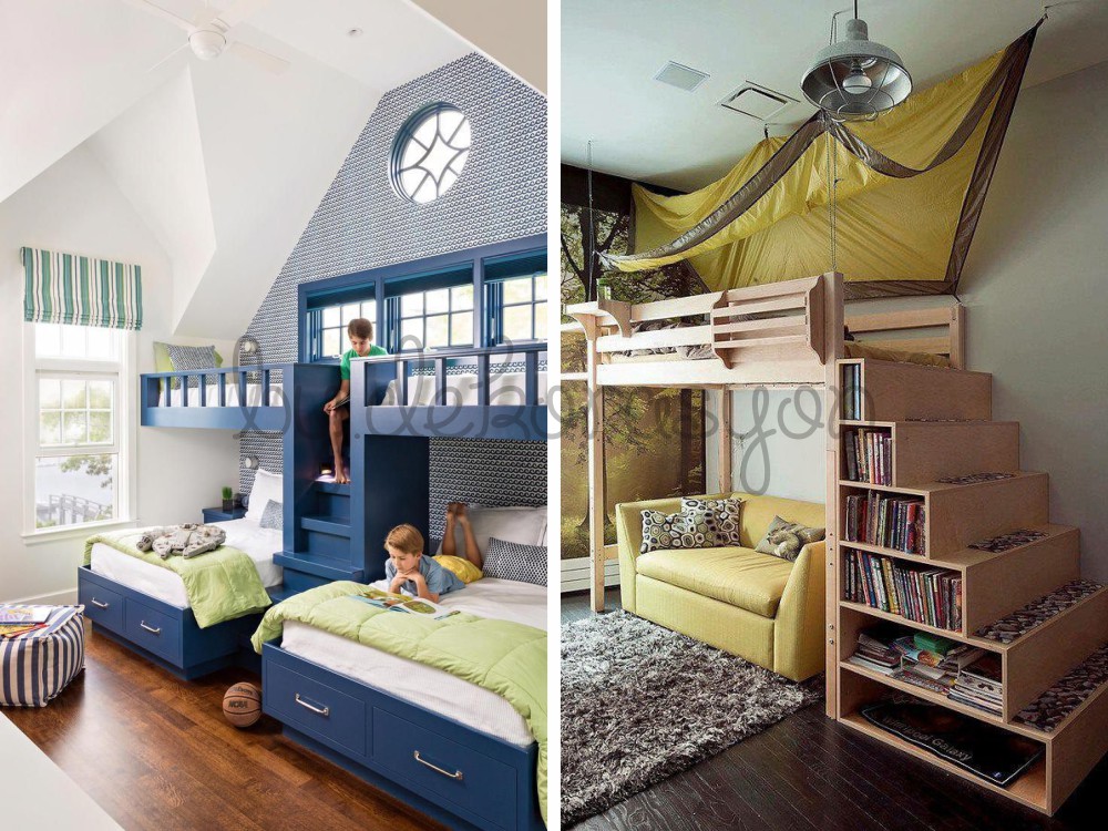 İki ayrı yatak gibi duran L şeklinde ranza