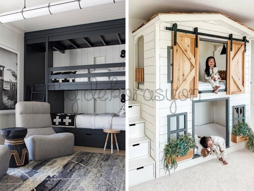 Gizli ve yavrulu yataklı 3'lü ranza modeli