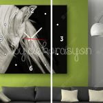 Canvas-Duvar-Saati-At-Figurlu-Tablo