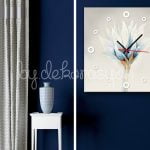 Canvas-Duvar-Saati-Cicek-Desenli-Tablo