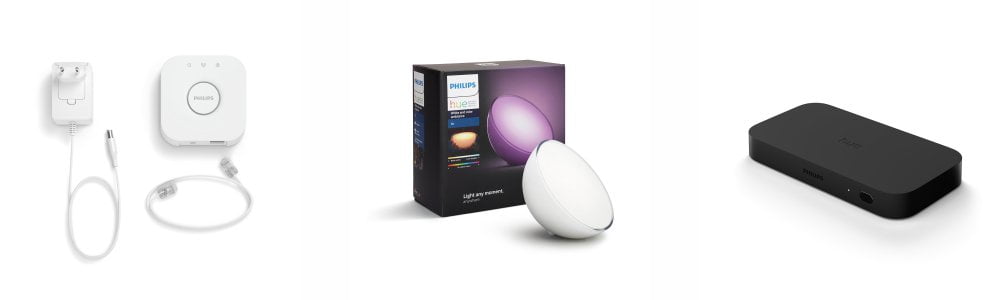 Philips Hue Play HDMI Sync Box, Hue lamba ve Hue Bridge başlangıç seti ürünleri