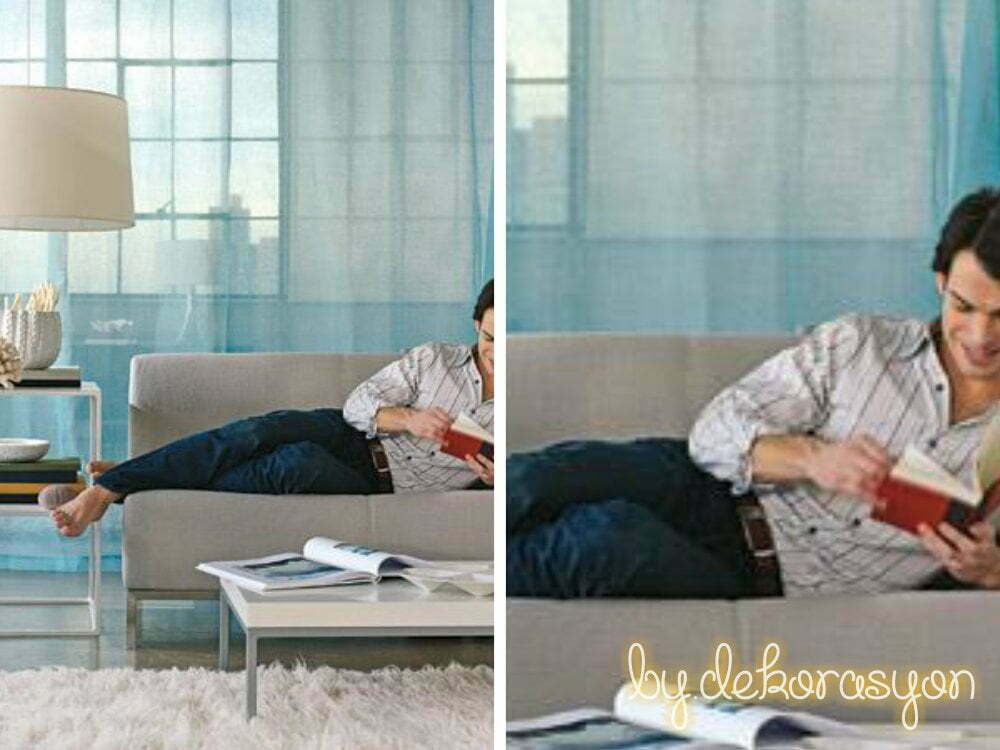 Oda bölücü olarak kullanılan şık bir tül perde