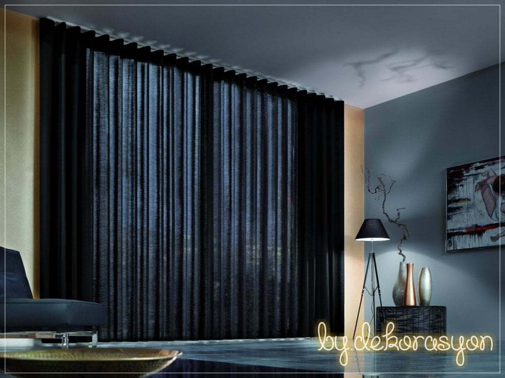 İnce tül kumaştan yapılmış ışığı geçiren bir katlamalı perde