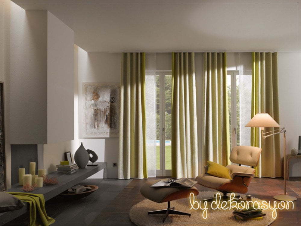 Düzgün katlara sahip çubuklu bir katlamalı perde